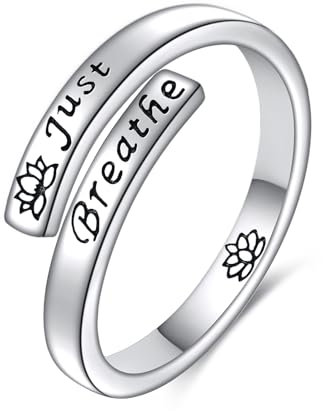 Lotus Just Breathe Ring 925 Sterling Silber Verstellbar Hoffnung Inspirierender Schmuck Geschenke Für Frauen