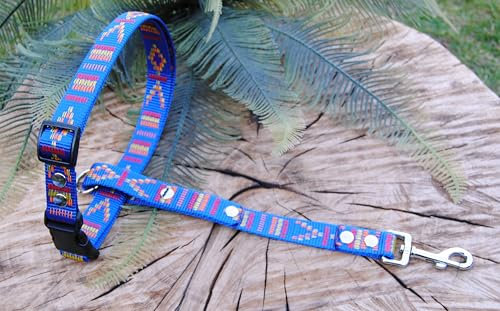 Böttcher Fährtengeschirr Fester Steg, Gr.L Nylon 25mm Indianer Blau