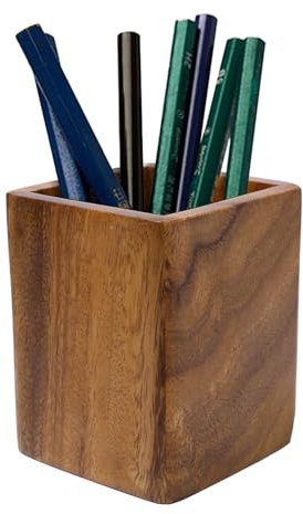 Sixfolo Holz Stifteköcher Quadratisch Stiftehalter aus Walnussholz Vintage Stifteköcher Holz Multifunktionaler Schreibtisch Organizer für Organizer Stifte Kugelschreiber, Make-up Pinsel(10 * 8 * 8cm)