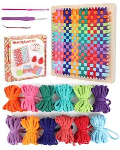 Coopay Weaving Loom Kit, Wooden Potholder Loom Kit with 192 Weaving Loops, Step-by-Step Instruction, Art and Crafts for Adults, Ideal Gift