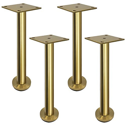 Adjustable Stainless Steel Table Legs, Modern Gold, Set of 4, Furniture Support Feet for Bathroom & TV Stand, 35cm Metal Legs for Enhanced Stability & Style