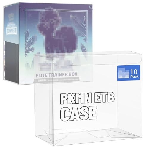 HTRYBNES 10 Pack Clear PKMN ETB Protector Case, PKMN Elite Trainer Box Protector, PET Plastic Display Box Protector for Collectors Gifts Elite Trainer Boxes - 0.5mm Thick (Pack of 10)