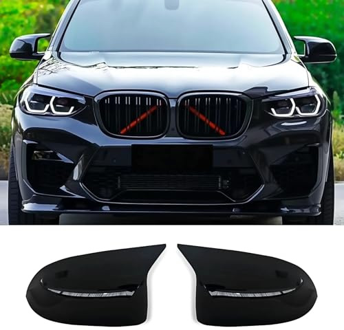 Jinpengyong 1 Paar Spiegelkappen für BMW X3 G01 X4 G02 X5 G05 X6 G06 X7 G07 | 2019-2024 Abdeckung Seitenspiegelgehäuse Rückspiegel Links und Recht Glanz Schwarz ABS