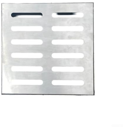 GLFLOW 201 Edelstahl-Abflussabdeckung mit dekorativem Rahmen, rutschfeste gebürstete Oberfläche für Kanalgitter im Außenbereich, 250 x 250 mm, Silber