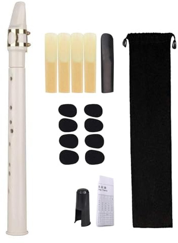 Pocket Saxophon Mini Saxophon Holzblasinstrument für Instrumentenspieler Erwachsene, weiß, 30 x 3,2 cm