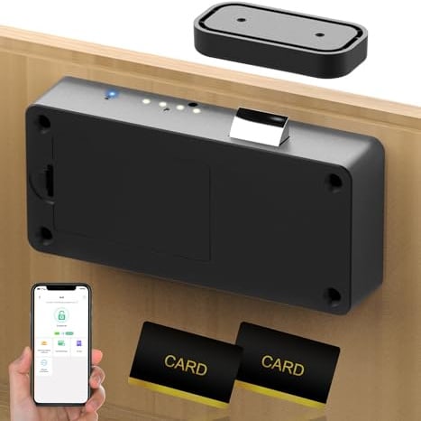 Foxlock Smart Schubladenschloss, Elektronisches Schrankschloss mit APP, NFC, Magnetische Kindersicherung Schrankschloss für Schrank Schublade Kasten Schließfächer Briefkasten - Schwarz