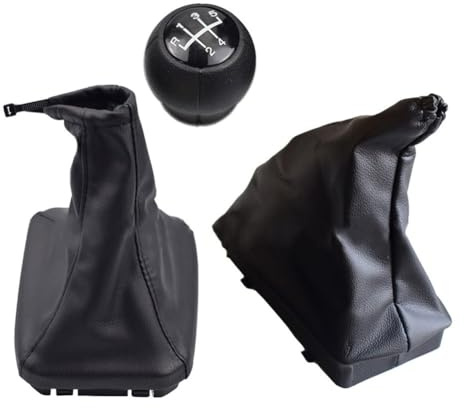 babominimer 3-teiliges Auto Schaltknauf Schaltsack Schaltsack Handbremsabdeckung Set für Opel Corsa C für Tigra B für Combo für Vectra, PU ABS Schwarz Schaltgetriebe (ohne weißen Kreis)