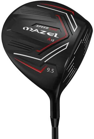 MAZEL 9.5/10.5° Aluminum Men's Golf Driver Graphite Shaft 45.5 Inch | Large Sweet Spot Improve Forgiveness, Low COG Provide More Stability, Light Graphite Shaft Help Gain More Speed and Distance