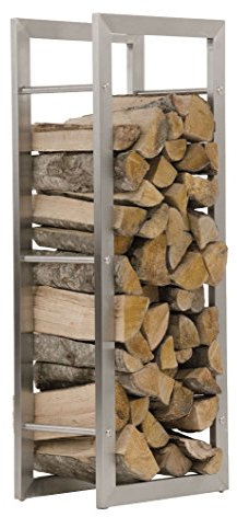 CLP Porte-bûches Keri I Etagère De Rangement pour Bois De Cheminée en Acier Inoxydable Patins De Protection, Taille:25x60x100 cm