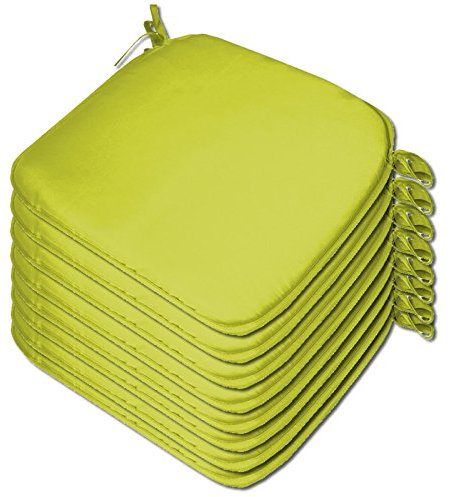 Beautissu 8er Set gepolsterte Stuhlkissen Sitzkissen - 2cm dick - mit 4 Befestigungsbändern - hellgrün - viele Farben erhältlich