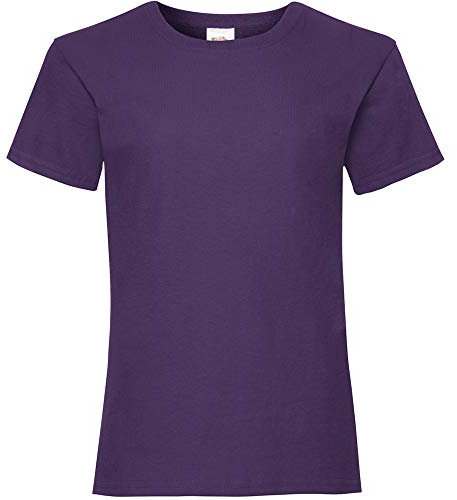 Fruit of the Loom Girls SS079 - Maglietta girocollo a maniche corte. Viola 3-4 Anni