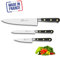 Sabatier Ideal Fully Forged Brass Rivet Three Piece Chef Knife Set, 10 cm Paring Knife, 12 cm Utility Knife and 20 cm Chef's Knife, Made In France