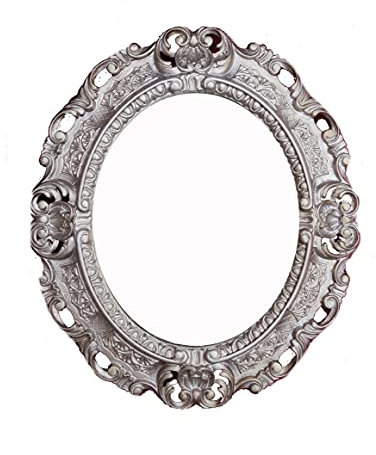 Lnxp WANDSPIEGEL Spiegel Oval in Altsilber REPRO 45x38 ANTIK BAROCK Rokoko Vintage REPLIKATE NOSTALGISCH Renaissance BAROCKSTIL 46SP