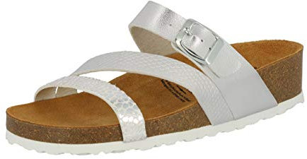 Lico Natural Glitter Damen Pantoletten, Silber, 40 EU