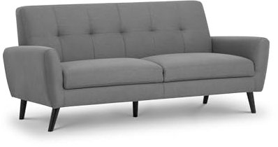 Das 3-Sitzer-Sofa Julian Bowen Monza aus grauem Stoff ist eine bequeme und stilvolle Sitzgelegenheit für Wohnzimmer