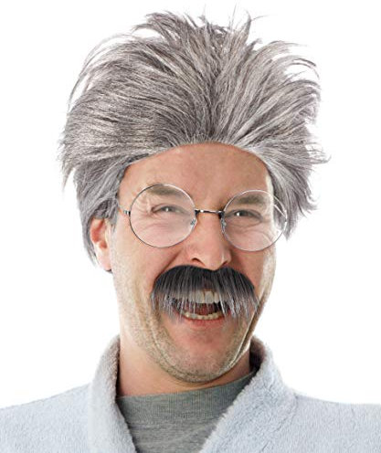 Balinco Set mit grauer Opa Perücke + Schnauzbart + runde Brille Verkleidung Großvater Grandpa Granddad Party Fasching Kostüm Accessoire