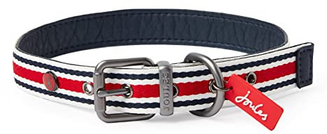 Rosewood Joules Coastal Hundehalsband, Nylon, gestreift, Größe L, Rot/Marineblau