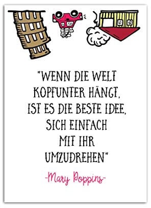 Postkarte Zitat Wenn die Welt kopfunter hängt Postkarte Sprüche DIN A6 Postkarten Sprüche