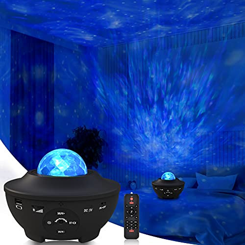 Somerick LED Sternenlicht Projektor,Sternenhimmel Projektor mit Bluetooth Musikspieler,Rotierende Wasserwellen Nachtlichter mit Ferngesteuerte &Timer für Kinder, Schlafzimmer,Part,Dekoration