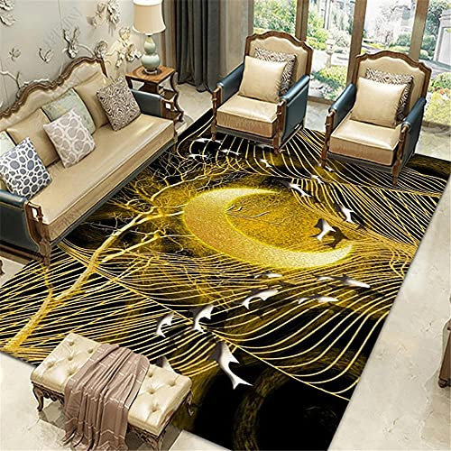 AU-OZNER rasenteppich,Gelber Teppich, Mondmuster Anti-Müdigkeit Bürostuhl Pad Tee Mehrere praktische Teppiche wohnungs deko -Gelb_40x60 cm.