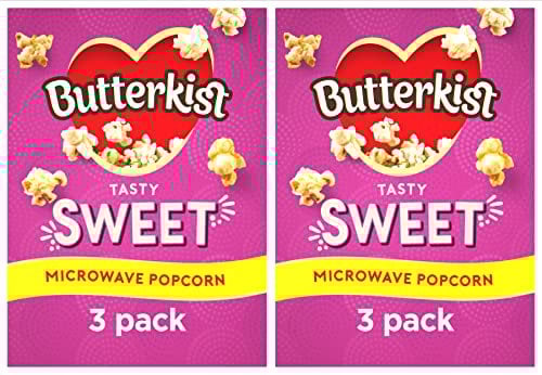 Microwave Popcorn Butterkist 2 Boxes Sweet Variety 3 x 60g Bags in Each Box Instant Party Night In Cinema Food Sweet