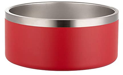 Gteller Doppelwandiger Hundenapf aus Edelstahl, BPA-frei, rutschfest, Katzenfutter und Wassernapf mit Gummiunterseite, 907 ml, Rot