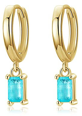 LOKILOKI Exquisite Turmalin Creolen Mode Echt 925 Sterling Silber Rechteck Paraiba Ohrring Für Frauen Edlen Schmuck Geschenk