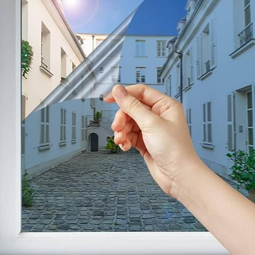 DIMEXACT – Película de espejo sin tain reposicionable para gran acristalamiento – Aluminio oscuro – 120 cm x 1,5 m – en rollo