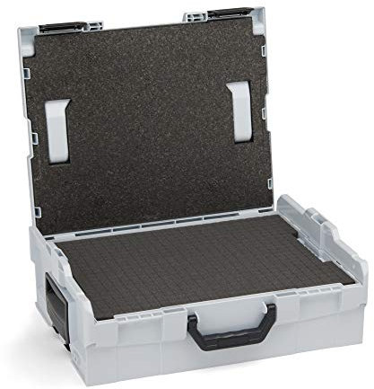 Boîte à outils L-BOXX 136 avec mousse prédécoupée personnalisable et logo | Gris | Mallette empilable pour rangement et transport sécurisé des outils​
