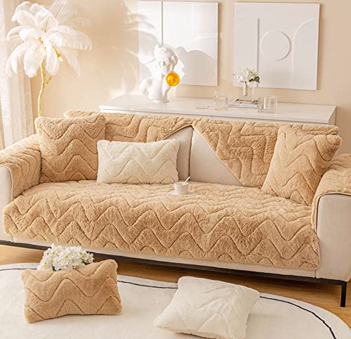 WYJHNLBEDC Sofa/Couch überzug, Sofa überwurfdecke, Warmer Super Weicher Plush Fleecedecke Sofabezug 1 2 3 Sitzer L Form U Form Ecksofa, Sofaschutz Hund Katze(45x45 Kissenbezug)