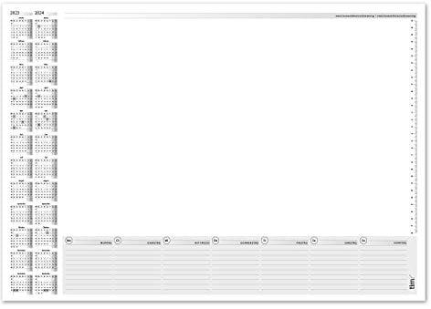 Schreibtischunterlage mit mit 2 Jahres-Kalender 2023-2024 I DIN A2 I 40 Blatt I aus Papier zum Abreißen I Kalendarium I Organizer I Büro I tr143