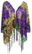 MERRYJULY Faschings-Schal, Umhang, Kostüm, Partyzubehör, Pailletten, Poncho für Damen, Grün, Gold, Violett, 1 Stück, Einheitsgröße