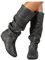 Kobilee Stivali Donna Caldo Elasticizzati Curvy Stivali Cowboy Vintage Pelle Morbidi Western Boots Anfibi Camoscio Sopra il Ginocchio con Tacco Stivali Alti Stivaletti Invernali Sexy Larghi