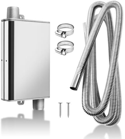 MaxEarn Silenziatore migliorato con tubo di scarico da 250 cm per generatori di corrente, tubo di scarico per auto, in acciaio inox, con 2 clip per riscaldamento Ebespacher