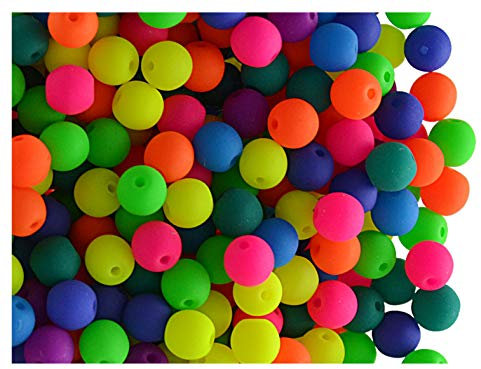 600 Stück Tschechische Glasperlen Rund Gepresst, 4 mm, Estrela NEON (UV aktiv), Mega Mix