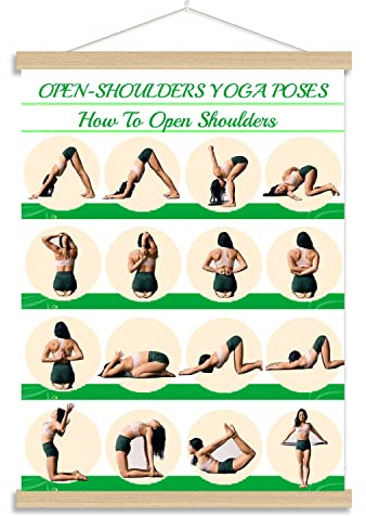 Yoga-Posen-Poster – Schultern, Yoga-Übungstabellen – Ganzkörpertraining, Anfänger, Yoga-Position, Leinwanddruck, Yoga-Liebhaber, Geschenk, 40 x 54 cm