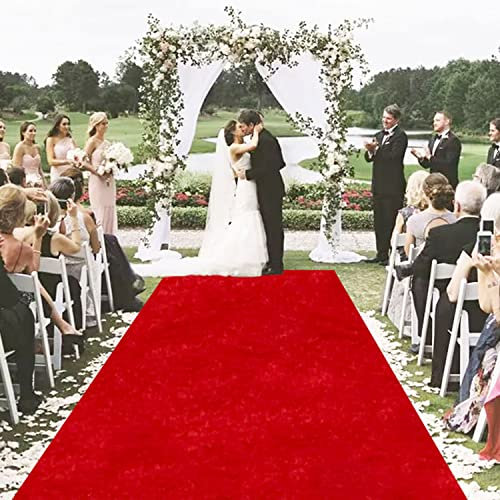 MODFUNS Hochzeits-Gangläufer für den Außenbereich, roter Teppichläufer für Party, 1,2 m x 7,6 m, Samtstoff, Hollywood-Teppich, Gangläufer, inklusive Teppichbänder, einzigartiger Gehweg-Teppich,