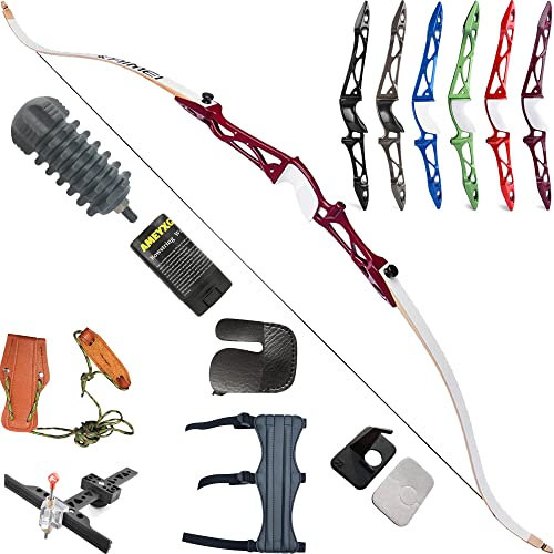 wolfman Bogenschießen Recurve Bogen Set Erwachsene 66/68/70 Zoll 12-40 lbs Bogen Set Praxis Bogen Wettbewerb Bogen Jagd Bogen für Bogenschießen Club Schießwettbewerb Rechtshänder(Rose, 68/22Lbs)