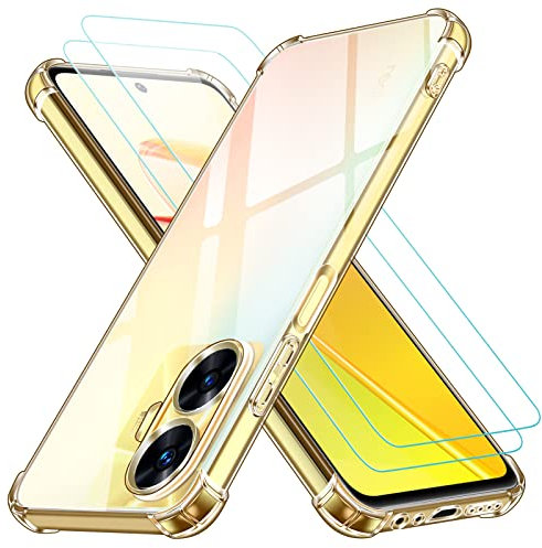 ivoler 3 in 1 Funda para Realme C55 / Realme Narzo N55 con 2 Piezas Cristal Templado, Transparente Carcasa Protectora Antigolpes Case, Suave TPU Silicona Anti-Choques Caso