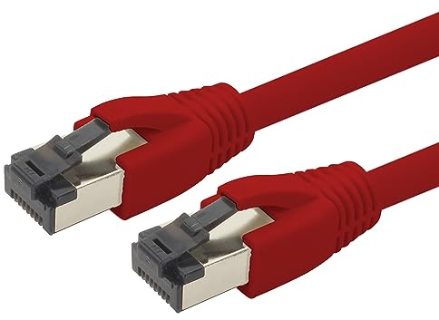 1aTTack.de Cavo di rete Cat 8, 0,25 m, CAT8, rosso – 1 pezzo Cat.8 Lan 2000 Mhz 40 Gbit s 40GBase-T Poe+, cavo patch Ethernet, LSZH, 1 x 0,25 m, rosso