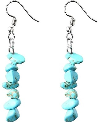 BROLEO Damen Creolen Ohrringe,Boho Ohrringe Mit Naturstein Anhänger Chakra Reiki Energie Lange Fransenperlen Steintropfen Ohrringe Für Damen Und Mädchen Edelsteinschmuck