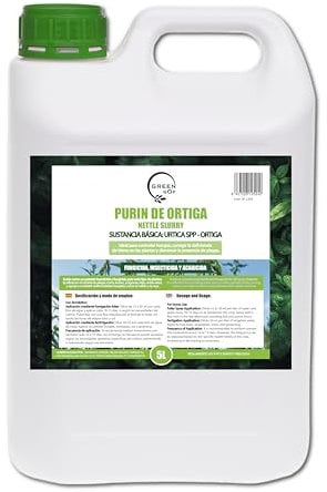 GREENGOF Purin de Ortiga, 5L. Insecticida, Fungicida, Acaricida para el Control de Hongos y para Corregir la clorosis férrica. Orgánico y 100% Natural. Curativo y Preventivo.