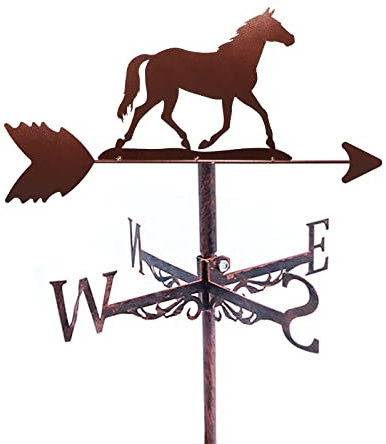 PrimaevalColossus Wetterfahne Metall Wetterfahne mit Dachhalterung Gusseisen Pferd Dekorationen Windrichtungsanzeiger für Outdoor Garten Dach Bauernhof Hof