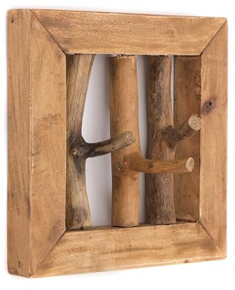 CREEDWOOD WANDGARDEROBE Leonor 25 | Mahagoni Holz, 25 cm, 3 Haken | AST Garderobe, Hakenleiste, Flurgarderobe, Wandhaken, Natur Garderobenpaneel, Kleiderhaken