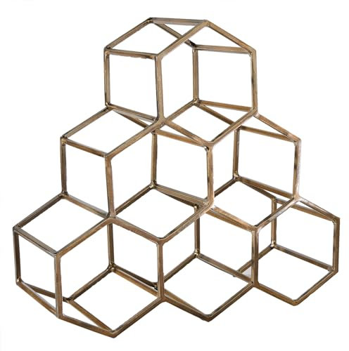 riess-ambiente.de Filigranes Design Weinregal Honeycomb 35cm Gold Metall Handarbeit