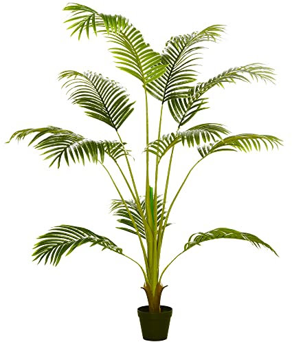 HOMCOM Palmier Artificiel Arbre Artificiel Hauteur 170 cm Plante Artificielle Tropicale avec 11 Grandes Feuilles Grand réalisme en Plastique Pot Inclus Vert