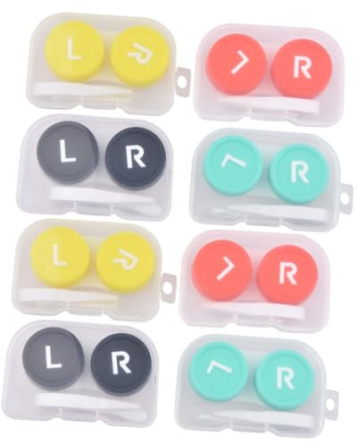LALAFINA 8st Kontaktlinsenbehälter Spiegelfolie Outdoor- Kontaktlinsenreiniger Linsen Pflege Linsen- Kontaktfall Kontaktfälle Reisen Farbige Kontaktlinsen Pp Reinigungsbox
