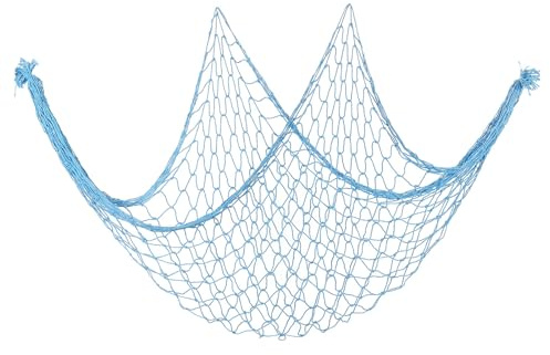PATIKIL Fishing Net Decor, 80 x 60 Mediterranean Style Photographing Decoration Natural Fish Net Party Accessory for Home Bedroom, Light Blue