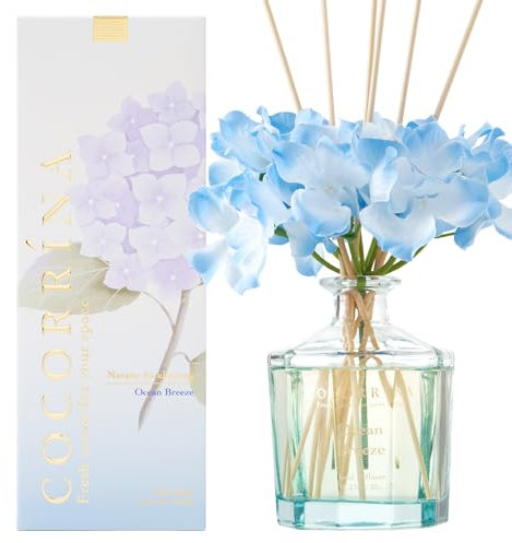 Cocorrína Blume Raumduft mit 8 Duftstäbchen 250ml- Meeresbrise, Natürlich, Langanhaltend, Reed Diffuser für Haus Schlafzimmer Büro Badezimmer Regal Dekor (Master-Kollektion