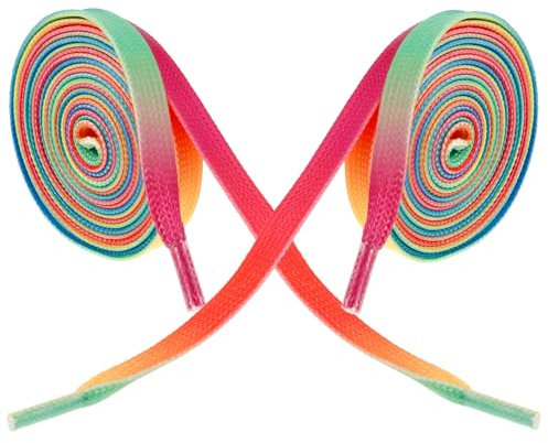 BESPORTBLE Gewachste Langlebige Roller-Skate-schnürsenkel in Regenbogen-Farbverlauf Flach Gewebt Strapazierfähig Und Reißfest Geeignet Für Hockeyschuhe Und Sportschuhe